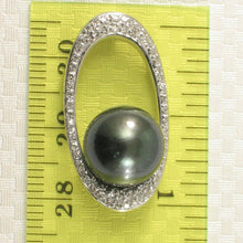 Load image into Gallery viewer, 14k White Gold Oval-Bale &amp; 55-Diamond Baroque Tahitian Pearl Pendant