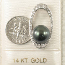 Load image into Gallery viewer, 14k White Gold Oval-Bale &amp; 55-Diamond Baroque Tahitian Pearl Pendant