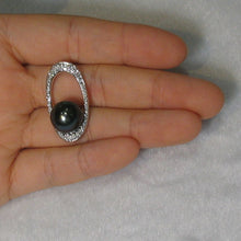 Load image into Gallery viewer, 14k White Gold Oval-Bale &amp; 55-Diamond Baroque Tahitian Pearl Pendant