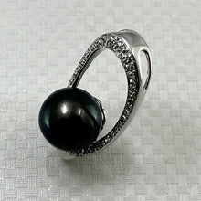 Load image into Gallery viewer, 14k White Gold Oval-Bale &amp; 55-Diamond Baroque Tahitian Pearl Pendant