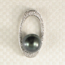 Load image into Gallery viewer, 14k White Gold Oval-Bale &amp; 55-Diamond Baroque Tahitian Pearl Pendant