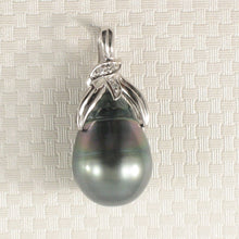 Load image into Gallery viewer, 14k White Gold Peacock Tahitian Pearl &amp; Diamond Pendant