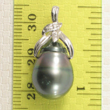 Load image into Gallery viewer, 14k White Gold Peacock Tahitian Pearl &amp; Diamond Pendant
