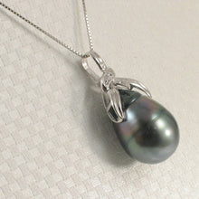 Load image into Gallery viewer, 14k White Gold Peacock Tahitian Pearl &amp; Diamond Pendant