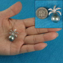 Load image into Gallery viewer, 14k White Gold Pineapple-Bale &amp; 16-Diamond Tahitian Pearl Pendant
