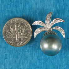 Load image into Gallery viewer, 14k White Gold Pineapple-Bale &amp; 16-Diamond Tahitian Pearl Pendant