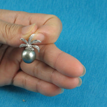 Load image into Gallery viewer, 14k White Gold Pineapple-Bale &amp; 16-Diamond Tahitian Pearl Pendant