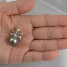 Load image into Gallery viewer, 14k White Gold Pineapple-Bale &amp; 16-Diamond Tahitian Pearl Pendant