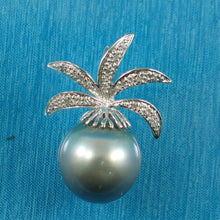 Load image into Gallery viewer, 14k White Gold Pineapple-Bale &amp; 16-Diamond Tahitian Pearl Pendant