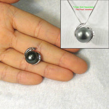 Load image into Gallery viewer, 14k White Gold “S” Bale &amp; Diamond Black Tahitian Pearl Pendant Necklace