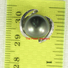 Load image into Gallery viewer, 14k White Gold “S” Bale &amp; Diamond Black Tahitian Pearl Pendant Necklace
