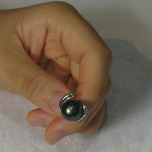 Load image into Gallery viewer, 14k White Gold “S” Bale &amp; Diamond Black Tahitian Pearl Pendant Necklace