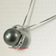 Load image into Gallery viewer, 14k White Gold “S” Bale &amp; Diamond Black Tahitian Pearl Pendant Necklace