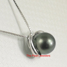 Load image into Gallery viewer, 14k White Gold “S” Bale &amp; Diamond Black Tahitian Pearl Pendant Necklace