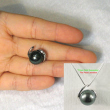 Load image into Gallery viewer, 14k Solid White Gold “S” Bale &amp; Diamond Black Tahitian Pearl Pendant
