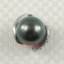 Load image into Gallery viewer, 14k Solid White Gold “S” Bale &amp; Diamond Black Tahitian Pearl Pendant