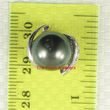 Load image into Gallery viewer, 14k Solid White Gold “S” Bale &amp; Diamond Black Tahitian Pearl Pendant
