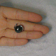 Load image into Gallery viewer, 14k Solid White Gold “S” Bale &amp; Diamond Black Tahitian Pearl Pendant