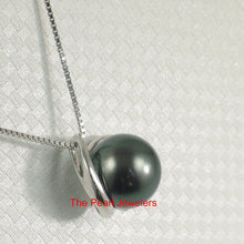 Load image into Gallery viewer, 14k Solid White Gold “S” Bale &amp; Diamond Black Tahitian Pearl Pendant