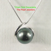 Load image into Gallery viewer, 14k Solid White Gold “S” Bale &amp; Diamond Black Tahitian Pearl Pendant