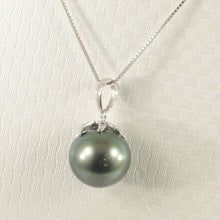 Load image into Gallery viewer, 14k Solid White Gold Star-Bale &amp; Diamond Baroque Black Tahitian Pearl Pendant
