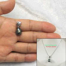 Load image into Gallery viewer, 14k White Gold X-Bale &amp; Diamond Baroque Black Tahitian Pearl Pendant
