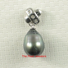 Load image into Gallery viewer, 14k White Gold X-Bale &amp; Diamond Baroque Black Tahitian Pearl Pendant