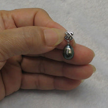 Load image into Gallery viewer, 14k White Gold X-Bale &amp; Diamond Baroque Black Tahitian Pearl Pendant