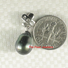 Load image into Gallery viewer, 14k White Gold X-Bale &amp; Diamond Baroque Black Tahitian Pearl Pendant