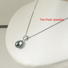 Load image into Gallery viewer, 14k White Gold X-Bale &amp; Diamond Baroque Black Tahitian Pearl Pendant