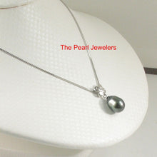 Load image into Gallery viewer, 14k White Gold X-Bale &amp; Diamond Baroque Black Tahitian Pearl Pendant