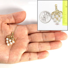 Load image into Gallery viewer, White Pearl Grape Pendant – 14k Yellow Gold + Diamonds