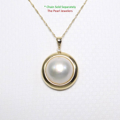 14K Yellow Gold White Mabe Pearl Pendant – Encircles Design