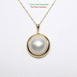 14K Yellow Gold White Mabe Pearl Pendant – Encircles Design