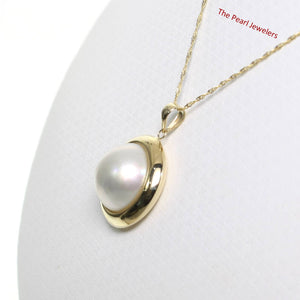 14K Yellow Gold White Mabe Pearl Pendant – Encircles Design