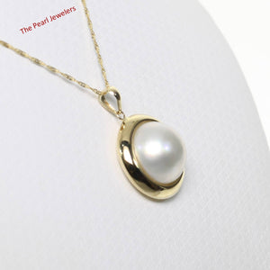 14K Yellow Gold White Mabe Pearl Pendant – Encircles Design