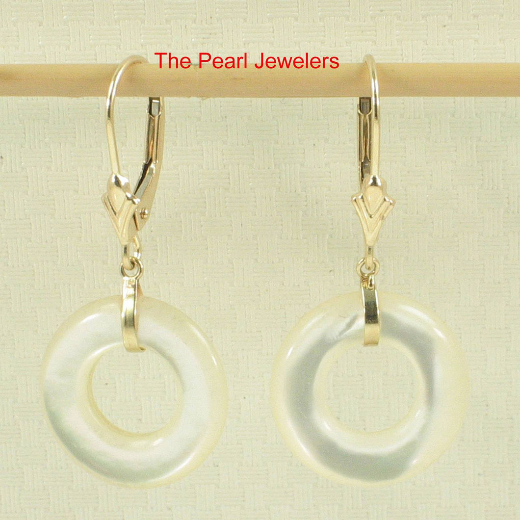 14K Yellow Gold Donut Mother of Pearl Earrings