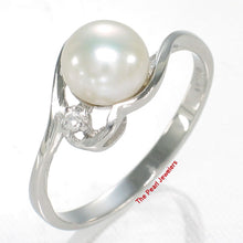 Load image into Gallery viewer, Solid Sterling Silver .925 White Cultured Pearl &amp; Cubic Zirconia Accent Ring