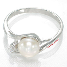 Load image into Gallery viewer, Solid Sterling Silver .925 White Cultured Pearl &amp; Cubic Zirconia Accent Ring