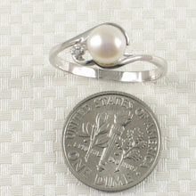 Load image into Gallery viewer, Solid Sterling Silver .925 White Cultured Pearl &amp; Cubic Zirconia Accent Ring