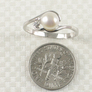 Solid Sterling Silver .925 White Cultured Pearl & Cubic Zirconia Accent Ring