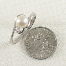 Load image into Gallery viewer, Solid Sterling Silver .925 White Cultured Pearl &amp; Cubic Zirconia Accent Ring
