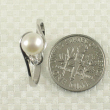 Load image into Gallery viewer, Solid Sterling Silver .925 White Cultured Pearl &amp; Cubic Zirconia Accent Ring