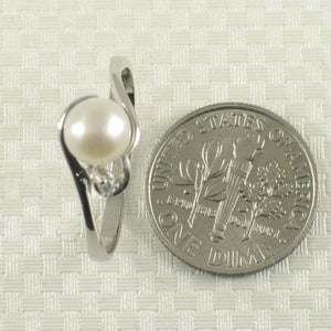 Solid Sterling Silver .925 White Cultured Pearl & Cubic Zirconia Accent Ring