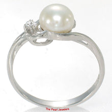 Load image into Gallery viewer, Solid Sterling Silver .925 White Cultured Pearl &amp; Cubic Zirconia Accent Ring
