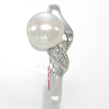Load image into Gallery viewer, Solid Sterling Silver .925 White Freshwater Pearl &amp; Cubic Zirconia Accent Ring