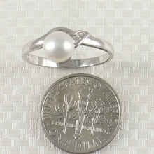 Load image into Gallery viewer, Solid Sterling Silver .925 White Freshwater Pearl &amp; Cubic Zirconia Accent Ring