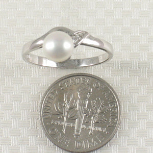 Solid Sterling Silver .925 White Freshwater Pearl & Cubic Zirconia Accent Ring