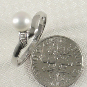Solid Sterling Silver .925 White Freshwater Pearl & Cubic Zirconia Accent Ring