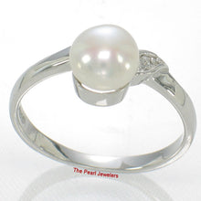 Load image into Gallery viewer, Solid Sterling Silver .925 White Freshwater Pearl &amp; Cubic Zirconia Accent Ring
